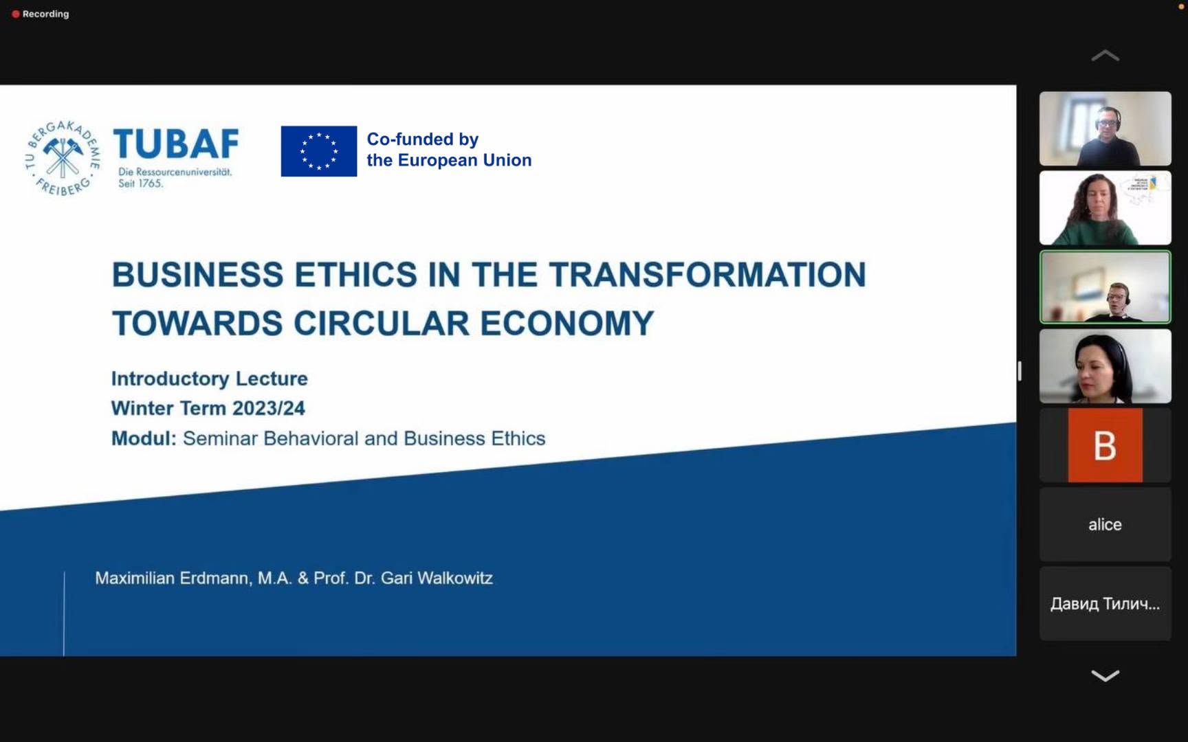 Презентація воркшопу Business Ethics in the Transformation Towards Circular Economy